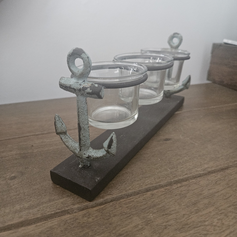 Pier 1, 3 Candle Anchor Tealight Holder, Nautical, Coastal, Beachy